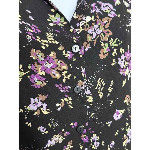 Covington Full Button Front Blouse Dark Floral Plus Sz 20-22W Feminine Romantic - Picture 6 of 10